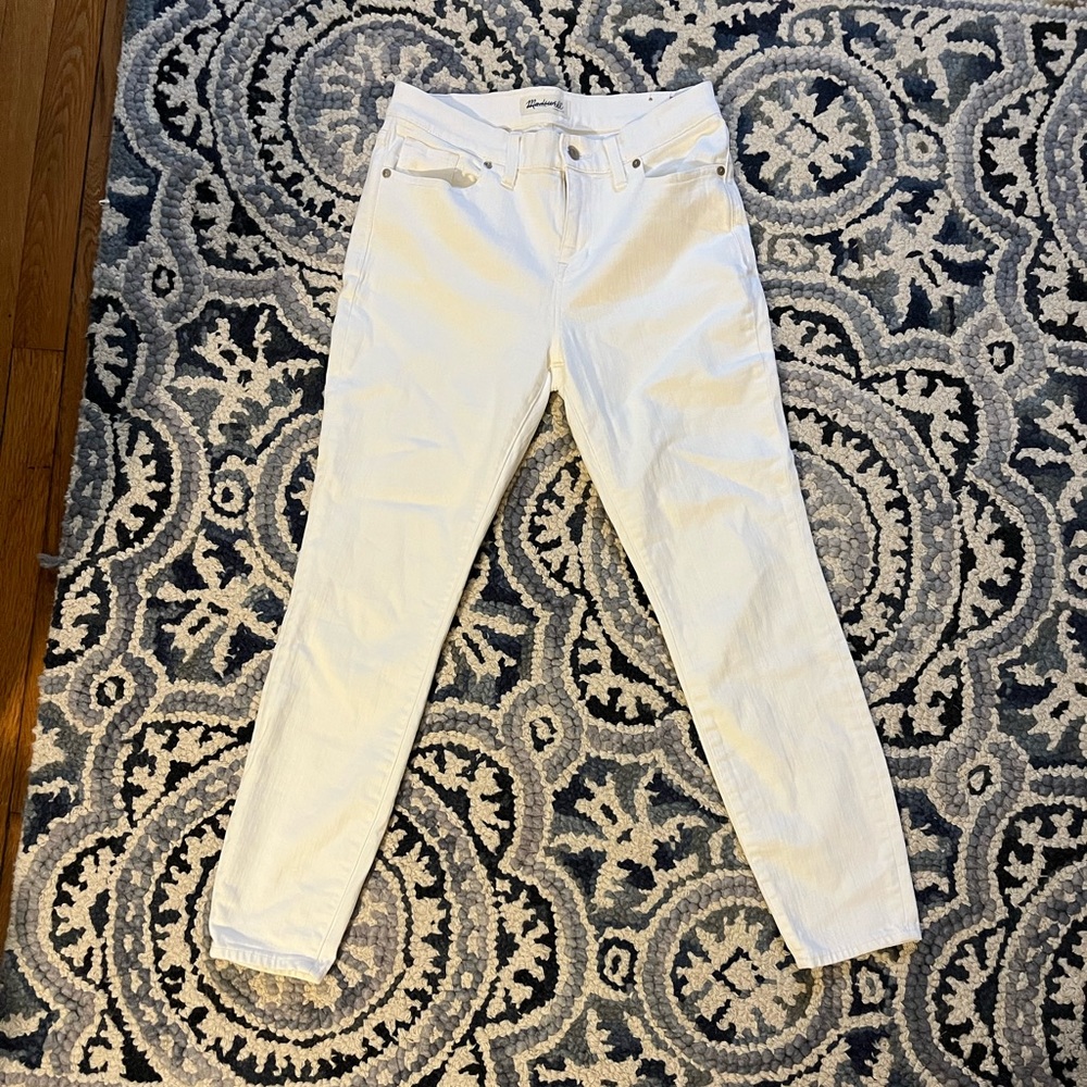 Madewell white denim high rise skinny jeans, size 29